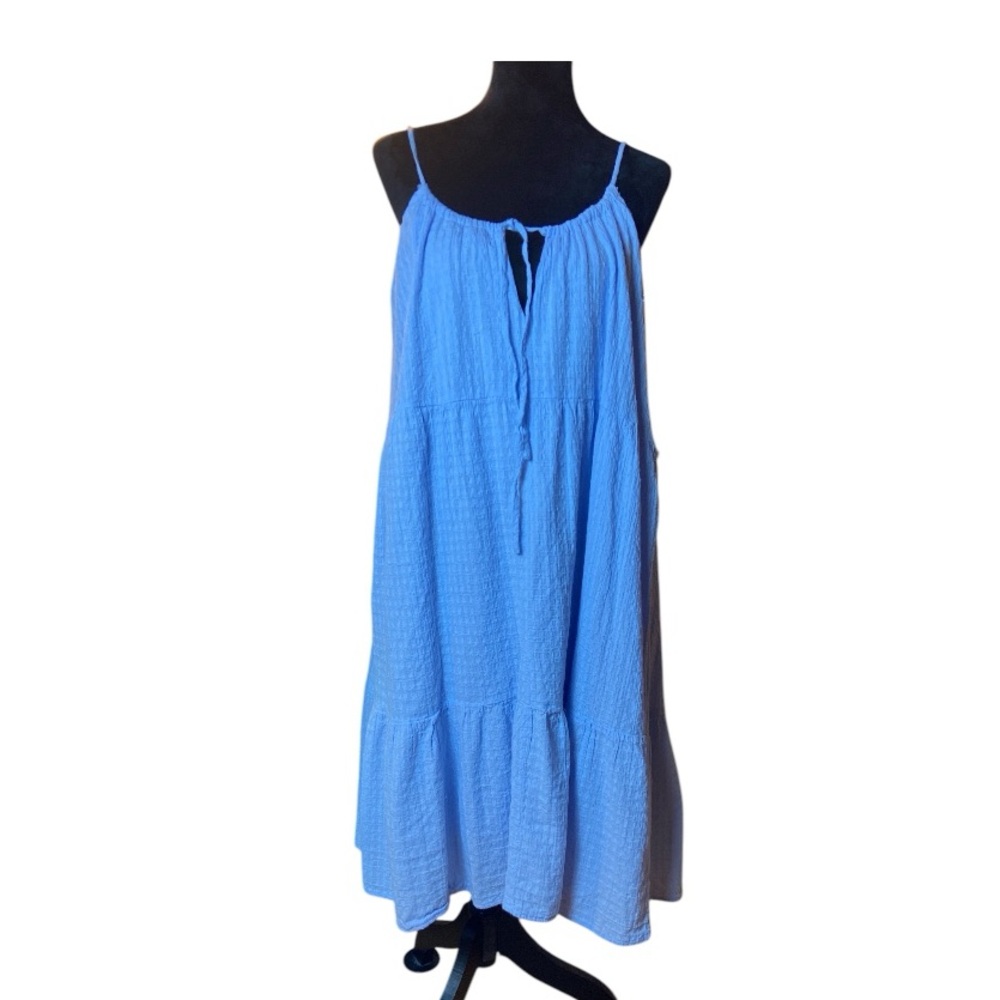 Lulus Womens Lightweight Blue Midi Sleeveless Tiered Dress Size Small